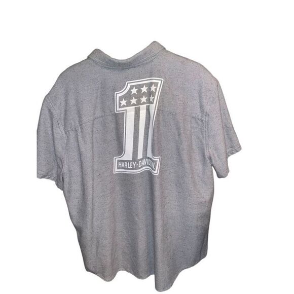 Harley-Davidson Gray Thick Slim 2 XL Button Down Short Sleeve - Picture 2 of 8